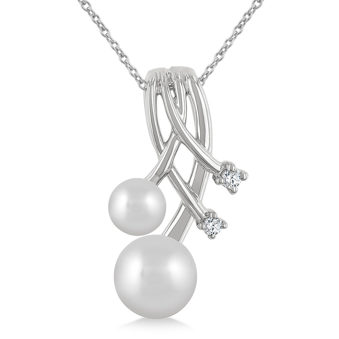 Pearl and Diamond Curvy Pendant