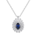 Pear Cut Sapphire and Starburst Diamond Pendant