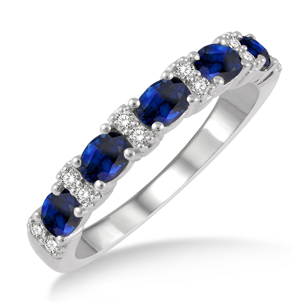 Oval Shape Sapphire and Diamond Band