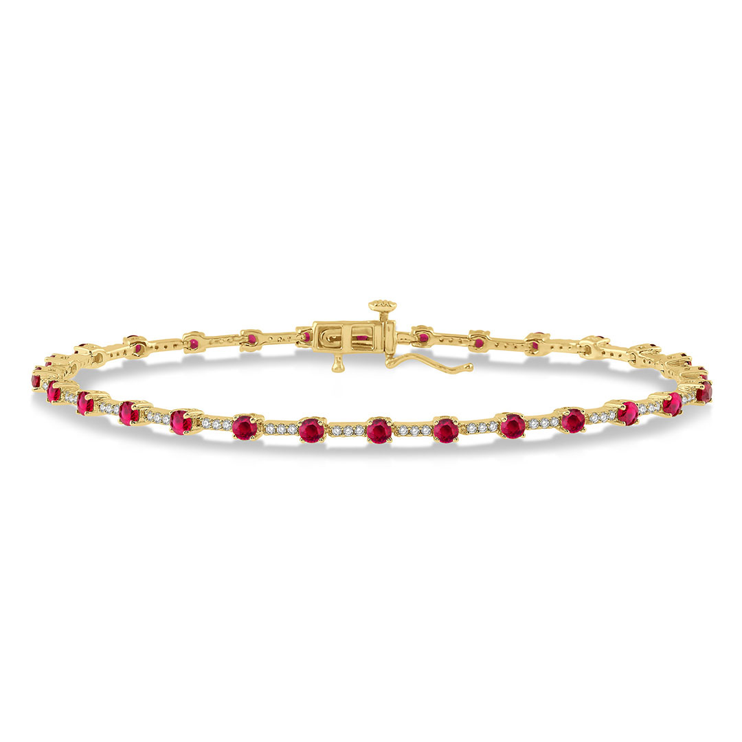 Round Cut Ruby and Diamond Bracelet