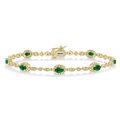 Oval Cut Emerald and Single Cut Diamond Bracelet