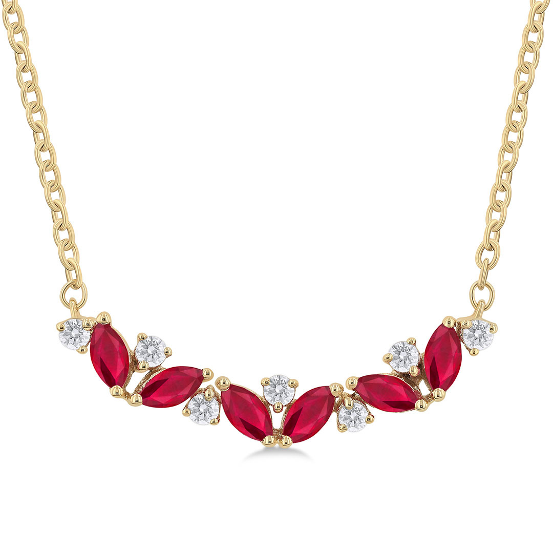 Ruby and Diamond Zig-Zag Necklace