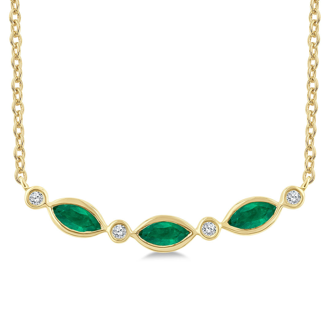 Emerald and Diamond Bar Necklace