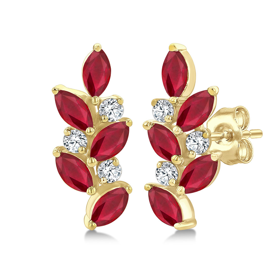 Ruby and Diamond Zig-Zag Earrings