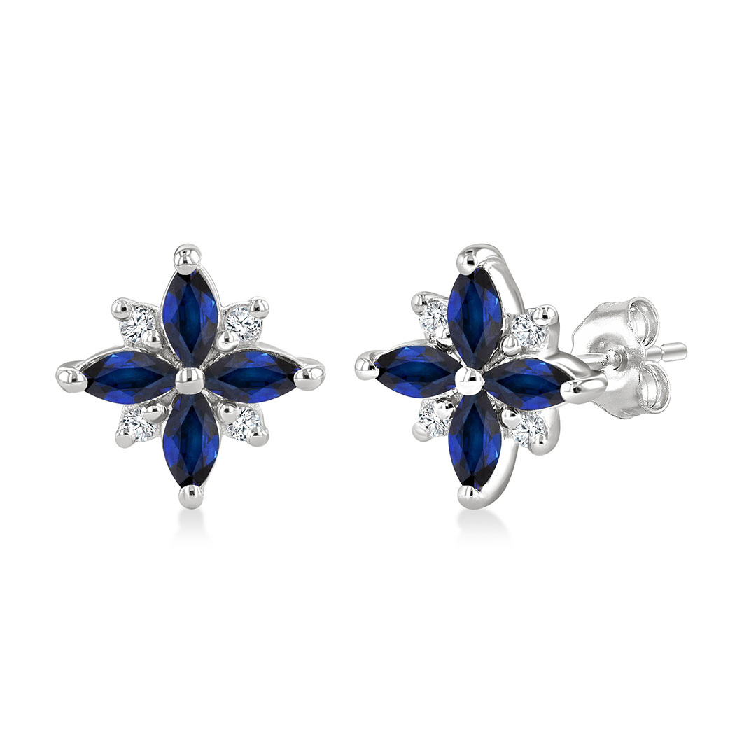 Sapphire and Diamond Blossom Earrings