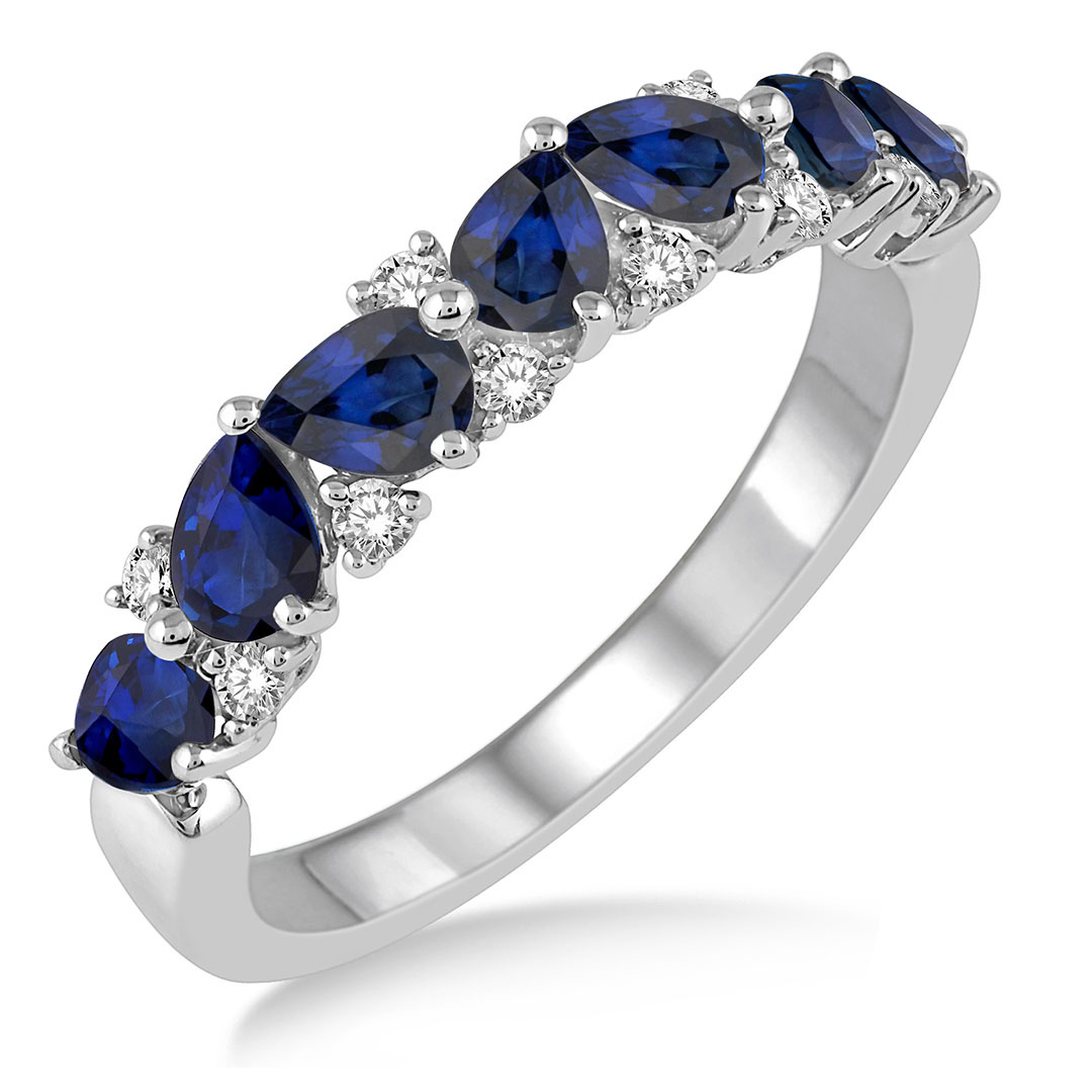 Pear Shape Sapphire and Diamond Band