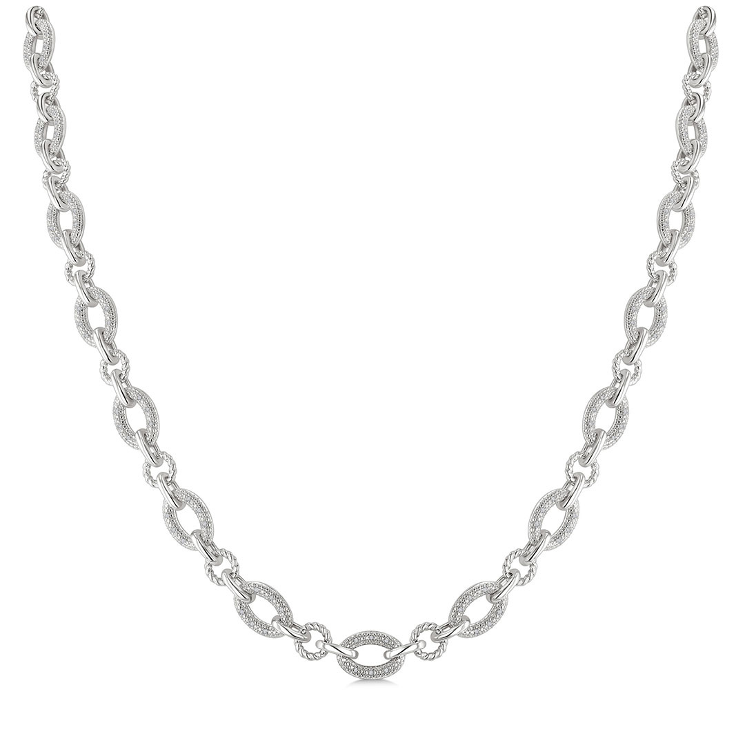 Bold Rope Link Diamond Necklace