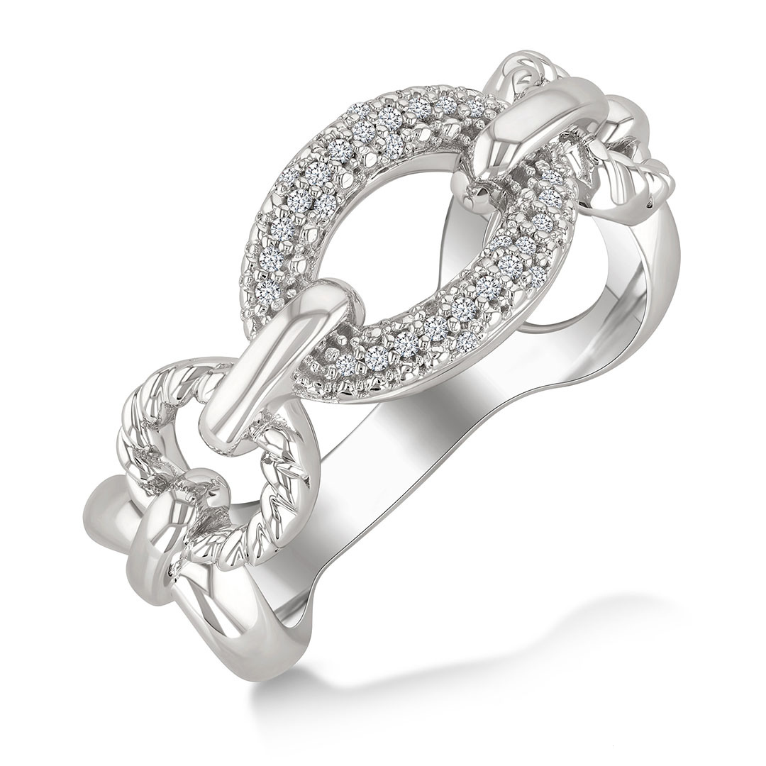 Bold Rope Link Diamond Ring