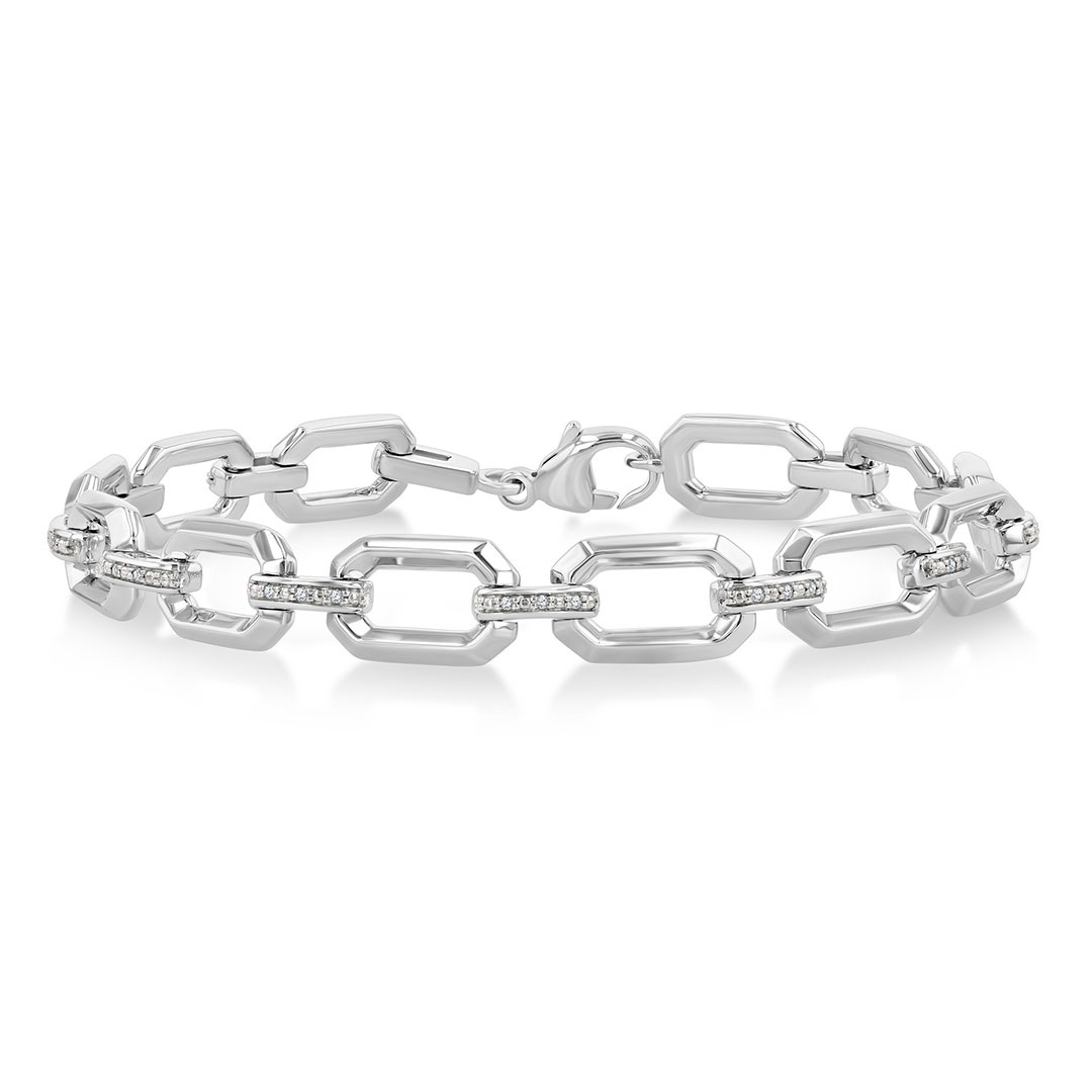 Emerald Shape D-Link Diamond Bracelet