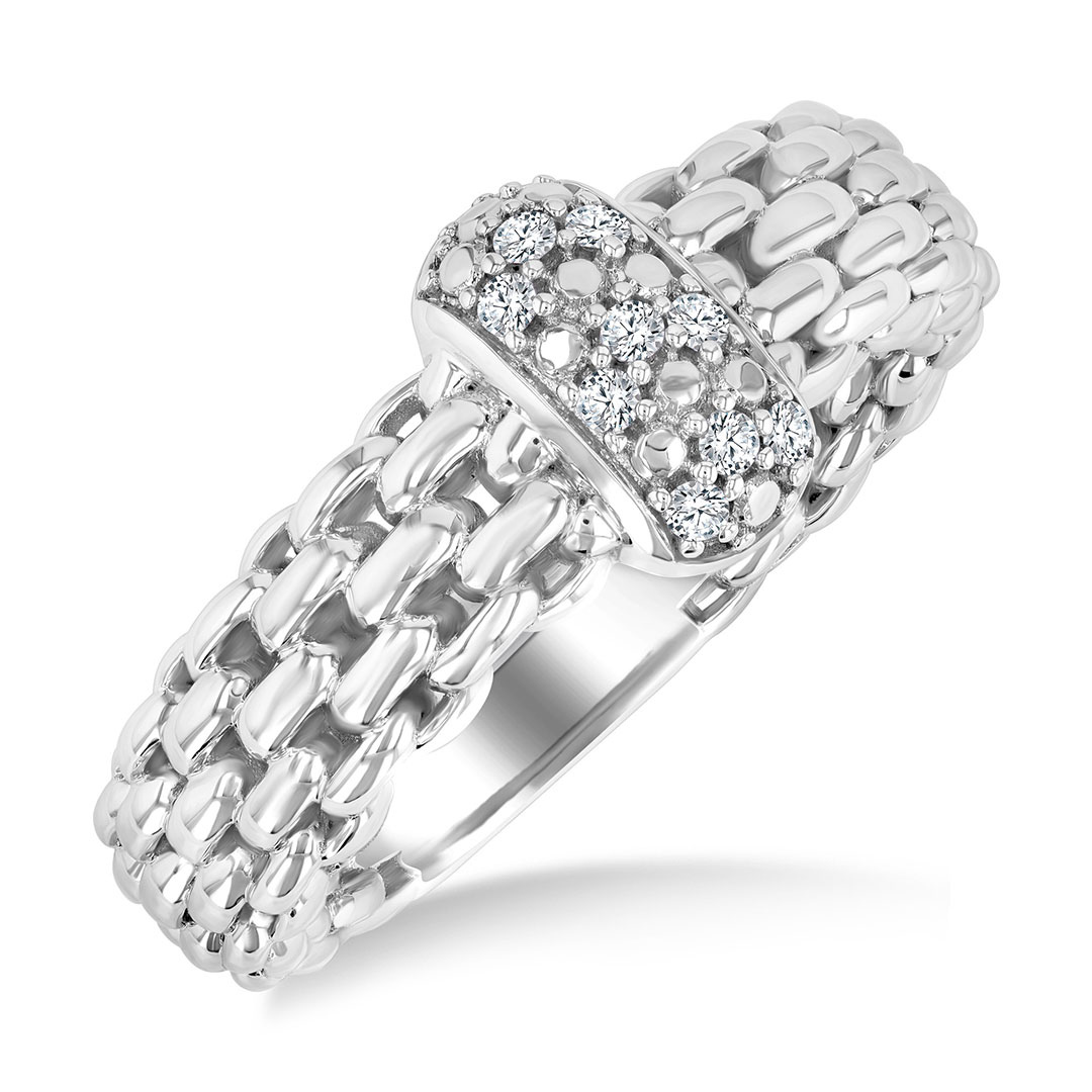 Bold Silver Cable Chain Inspired Diamond Ring