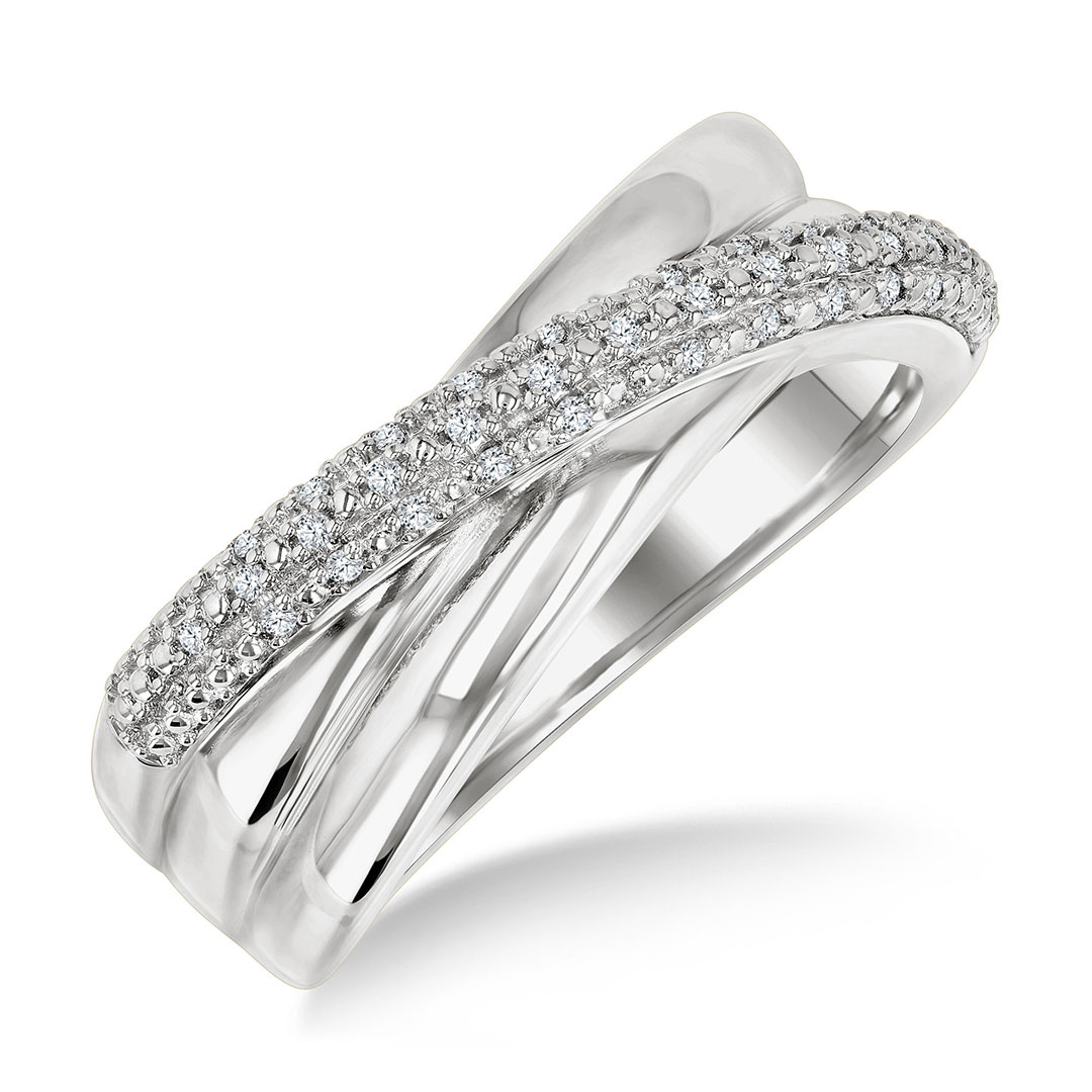 Criss-Cross Round Cut Diamond Fashion Band