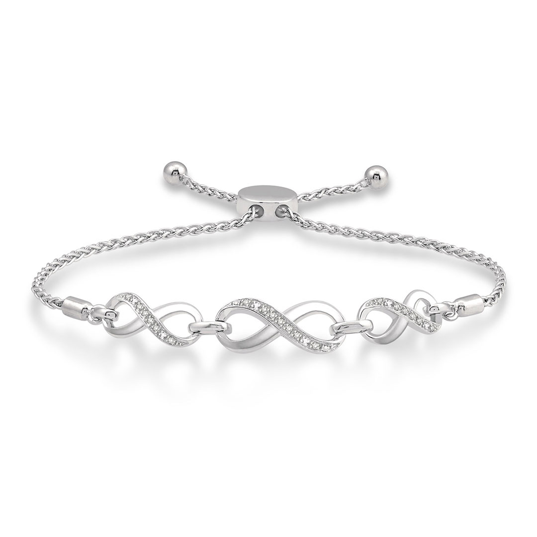Triple Infinity Link Diamond Lariat Bracelet