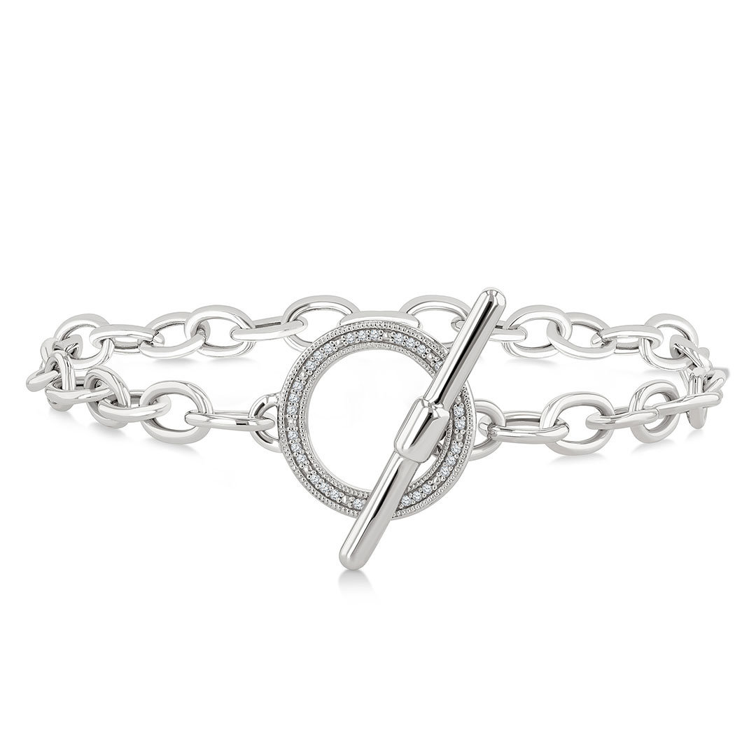 Circle Toggle Diamond Fashion Bracelet