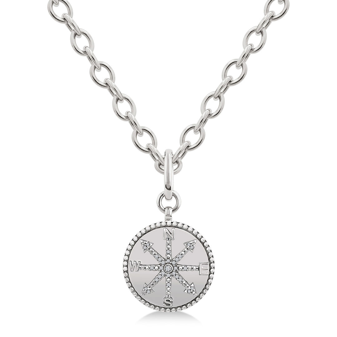 Compass medallion Single Cut Diamond Pendant