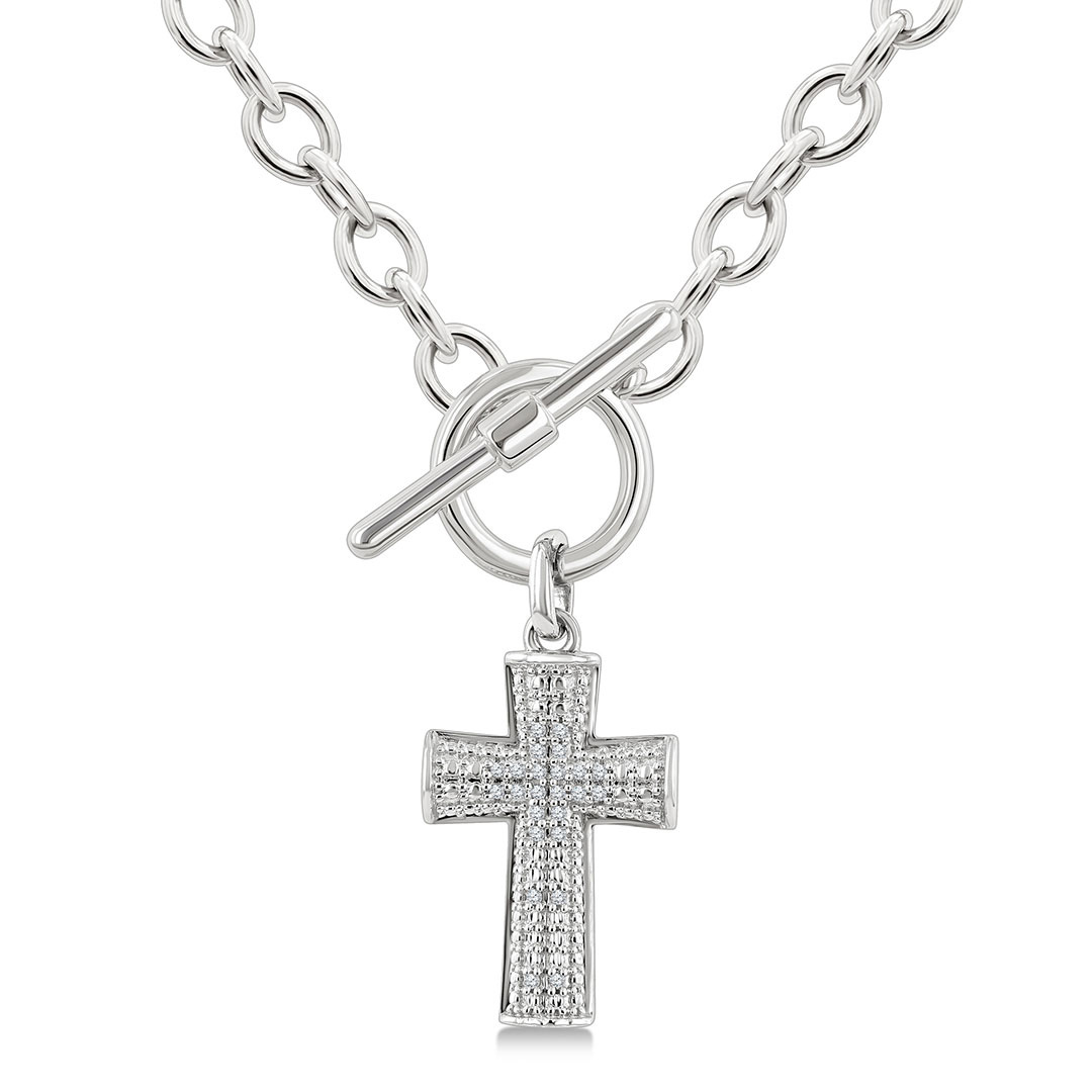 Cross Toggle Diamond Fashion Necklace