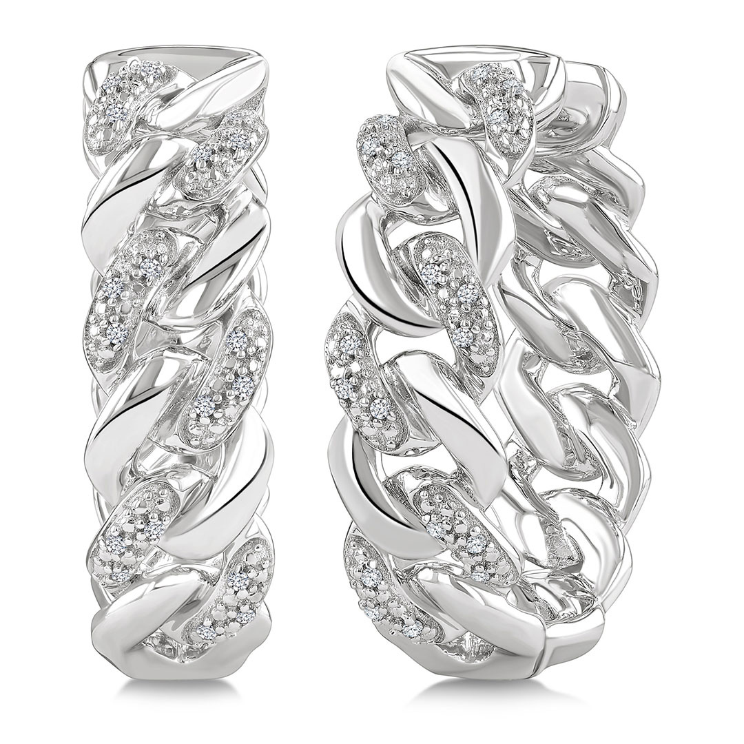 Diamond Curb & Cuban Earrings