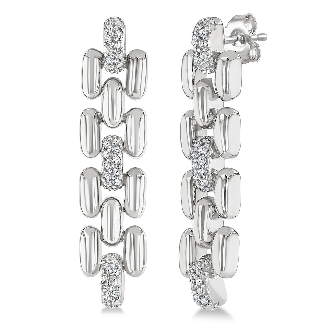 Bold Panther Link Diamond Earrings