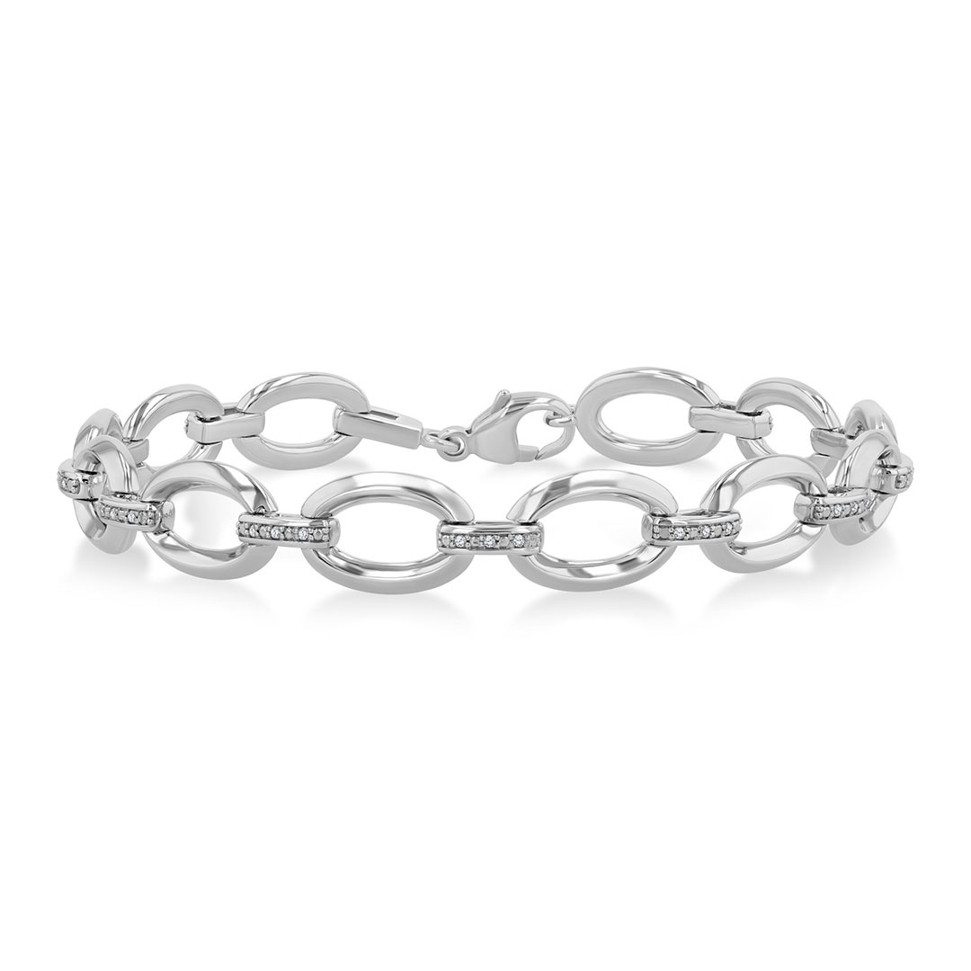 Oval Shape D-Link Diamond Bracelet