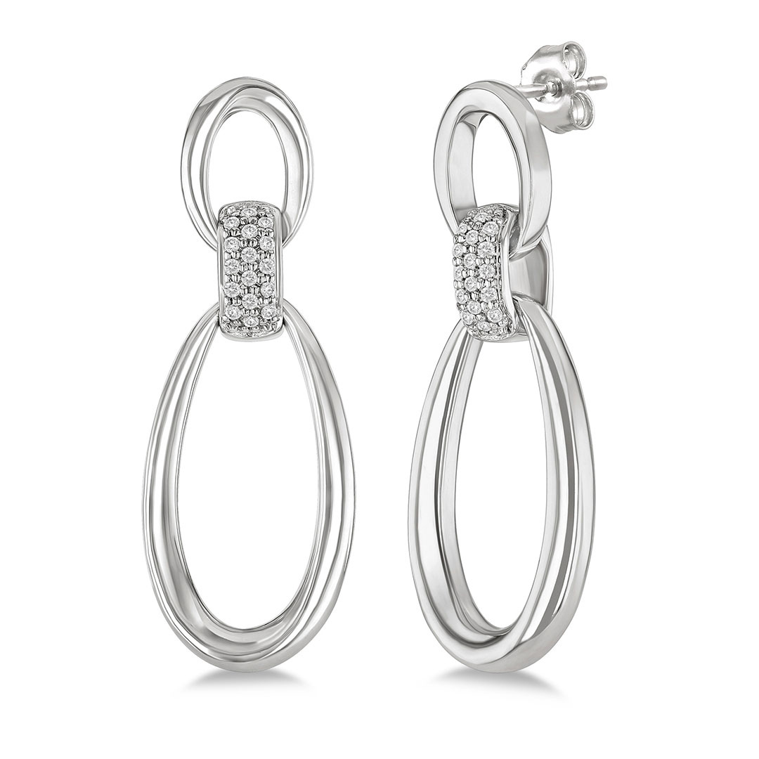 Oval Shape Link Diamond Earrings