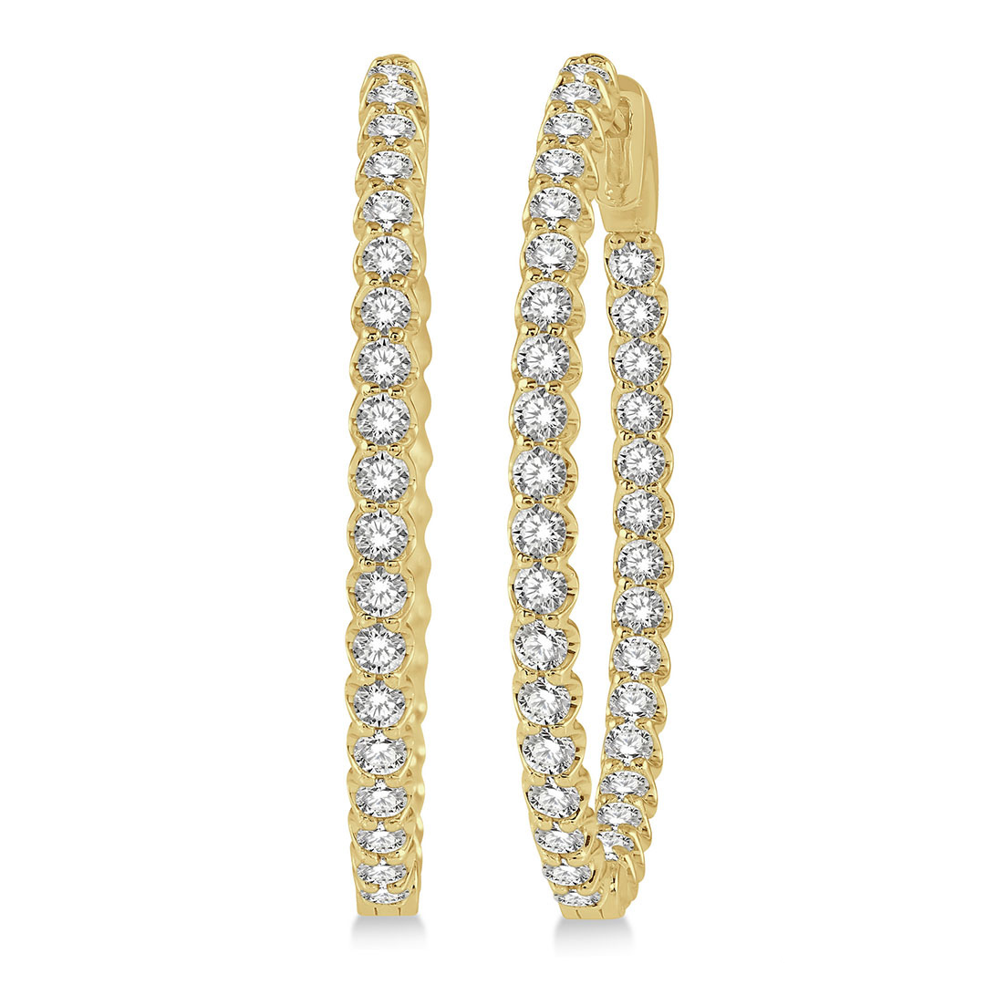 Inside-Out Diamond Oval Shape Hoop Earrings