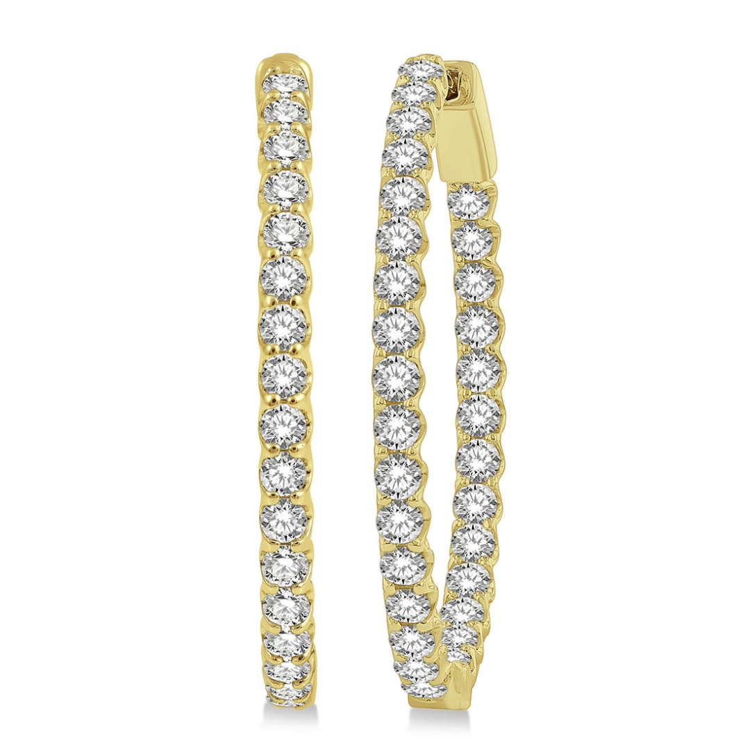 Inside-Out Diamond Oval Shape Hoop Earrings