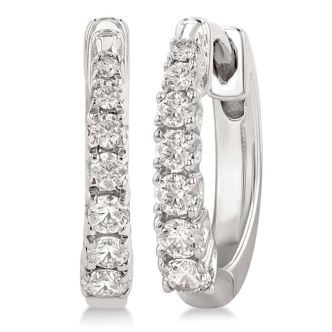 Graduated Diamond Hoop Earrings