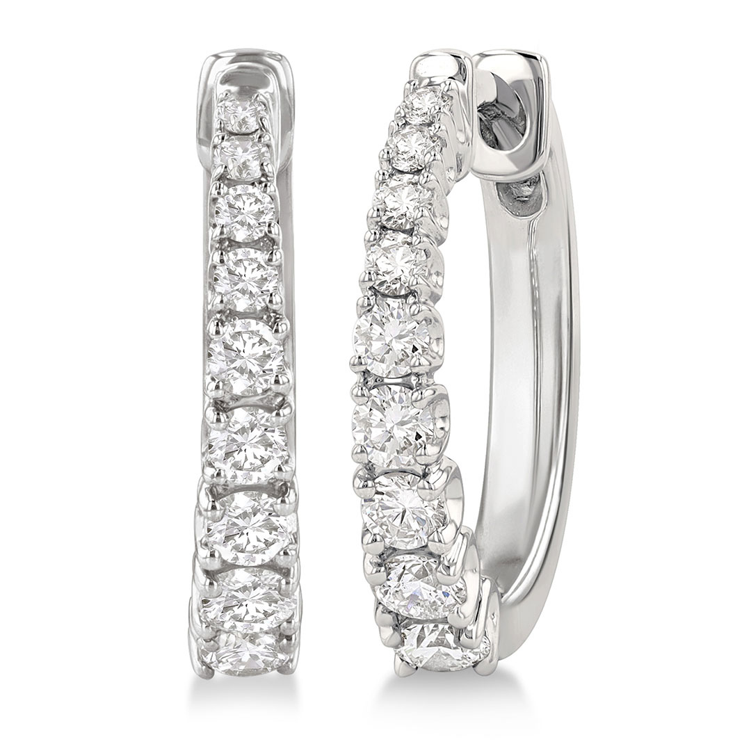 Graduated Diamond Hoop Earrings
