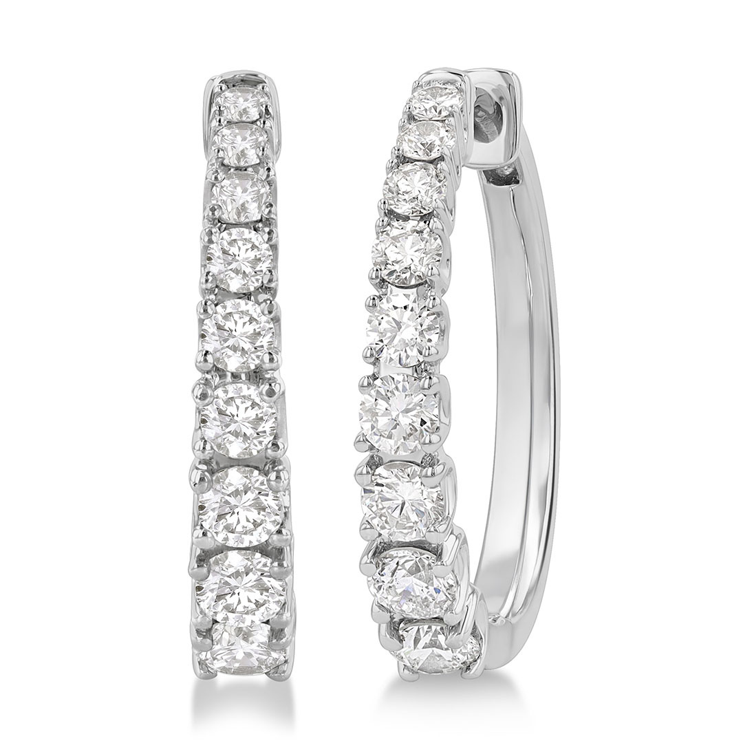 Graduated Diamond Hoop Earrings