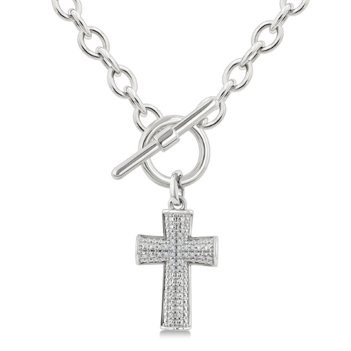 Cross Toggle Diamond Necklace