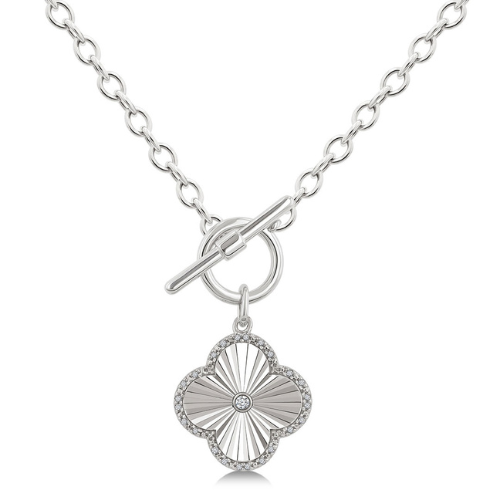 Clover Fluted Toggle Diamond Necklace