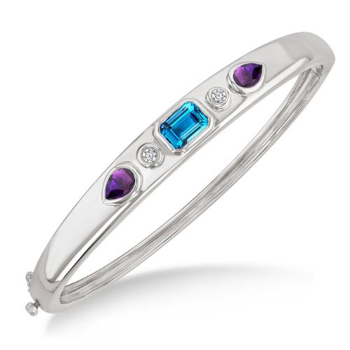 Blue Topaz & Amethyst Diamond Bangle