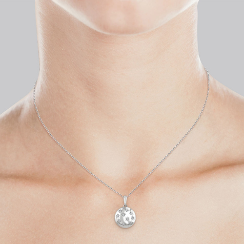 Bold Star Engraved Puffed Round Diamond Pendant