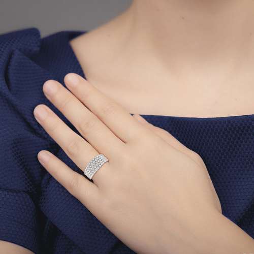 Bold Ball Bead and Slanted Diamond Ring