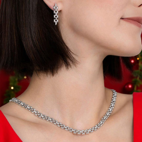 Bold Panther Link Diamond Earrings