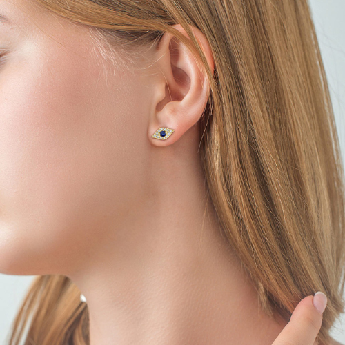 Sapphire and Evil Eye Precious Petite Earrings