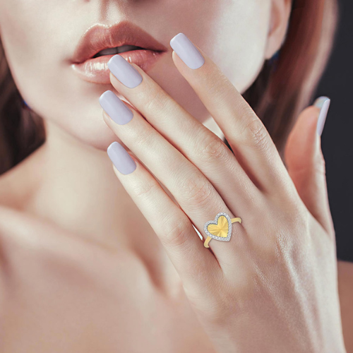 Fluted Texture Heart Shape Ring