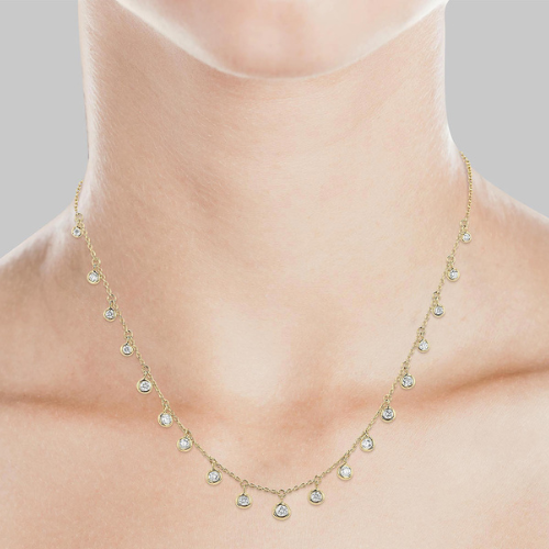 Allure Bezel Set Round Cut Diamond Station Necklace