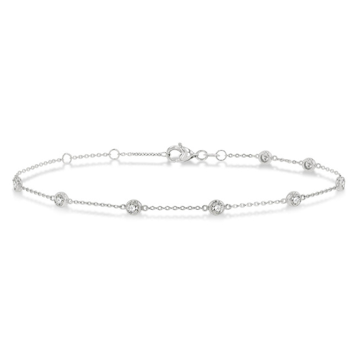 Circular Mount Round Cut Diamond Station Bracelet