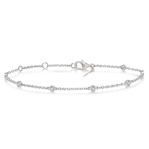 Circular Mount Round Cut Diamond Station Bracelet