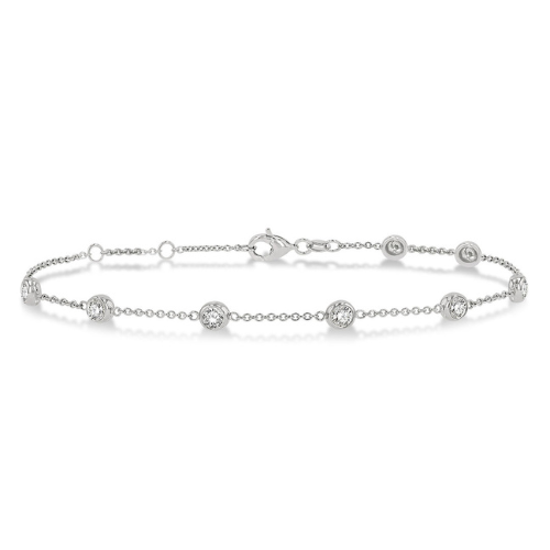 Circular Mount Round Cut Diamond Station Bracelet