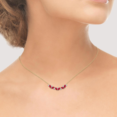 Ruby and Diamond Zig-Zag Necklace