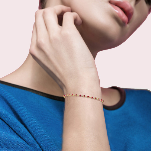 Round Cut Ruby and Diamond Bracelet