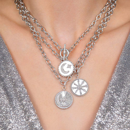 Compass medallion Single Cut Diamond Pendant