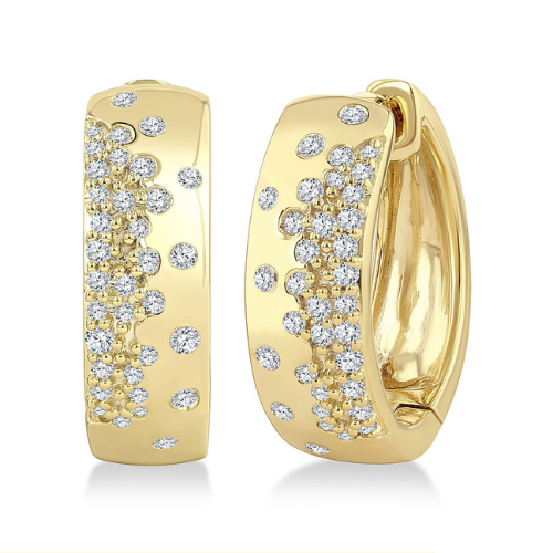 Wide Mosaic Hoop Earrings with Confetti Diamonds