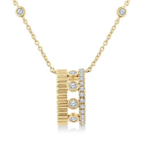 Bezel and Diamond Bold Fluted Layered Pendant
