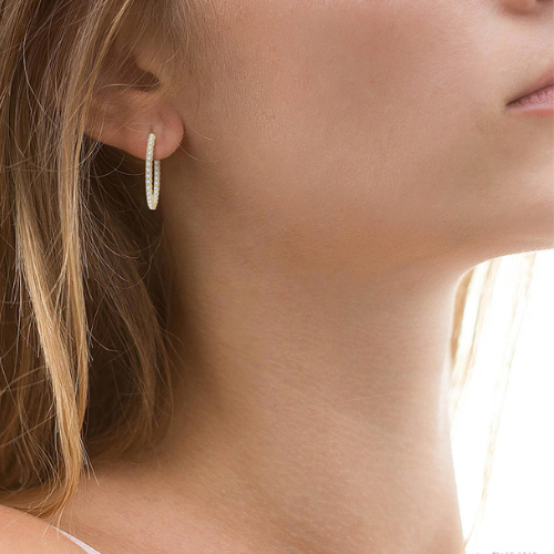 Inside-Out Diamond Oval Shape Hoop Earrings